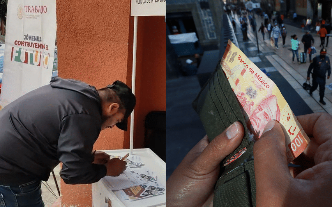 Joven recogiendo pago de beca