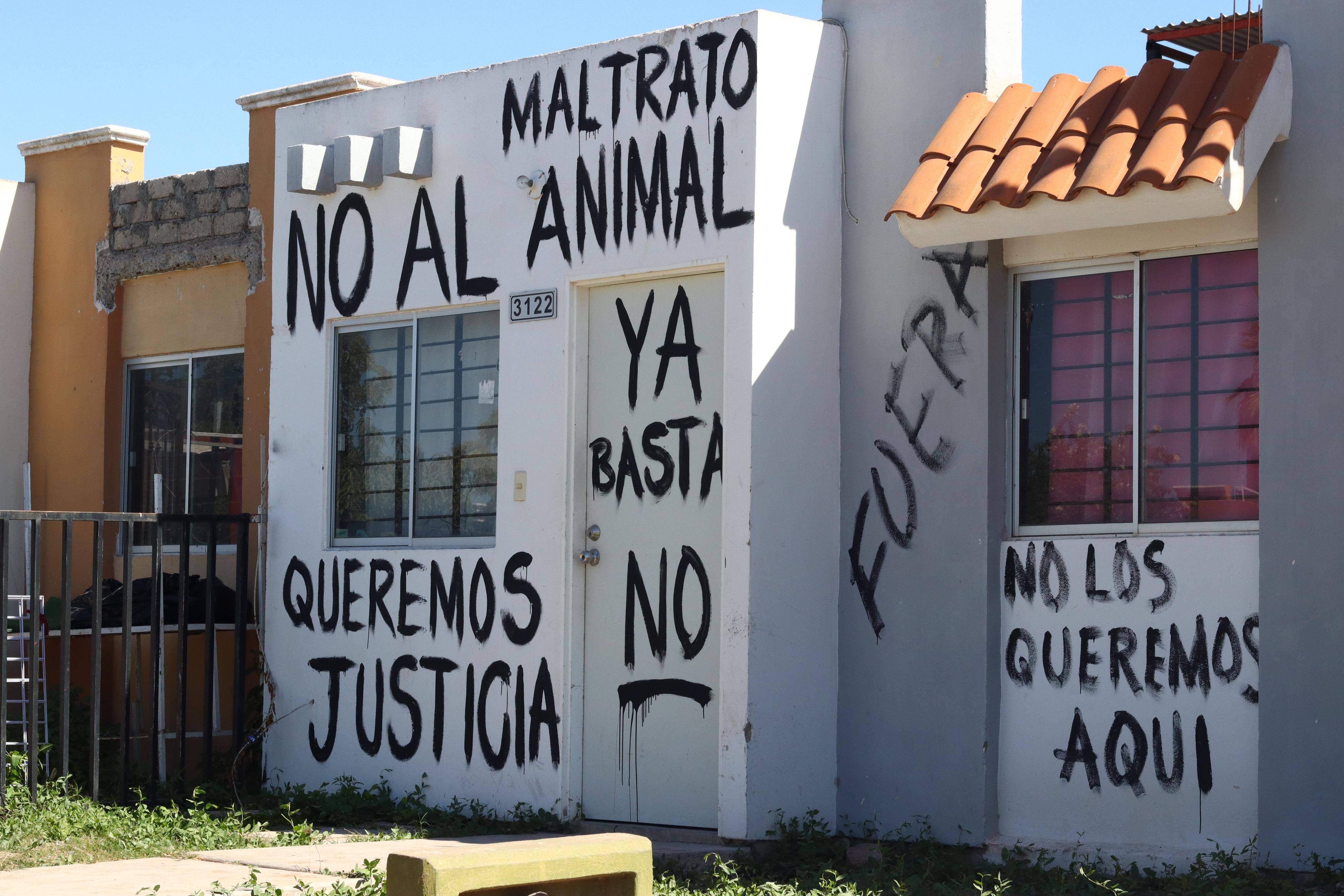 Paredes de vivienda rayadas.