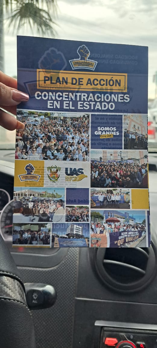 Folleto sobre la manifestación de la UAS en Guasave