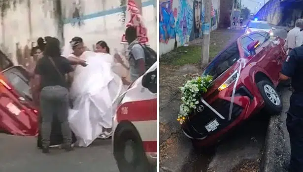 Novia sufre un accidente vial de camino a su boda en Veracruz