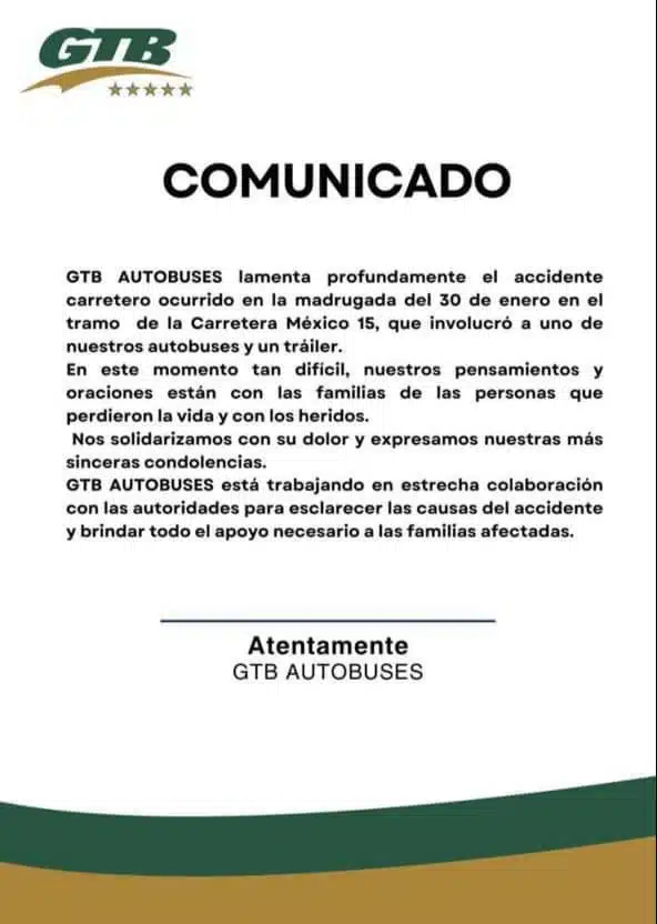 Comunicado oficial de GTB