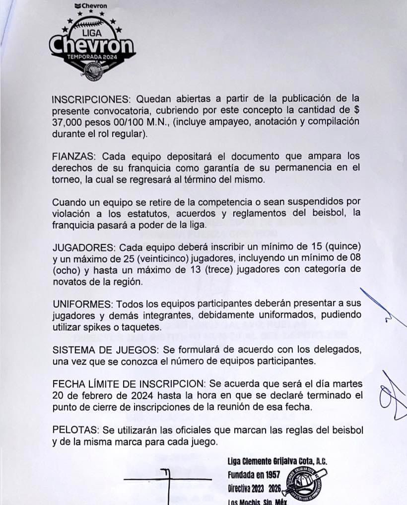 Convocatoria beisbol Clemente