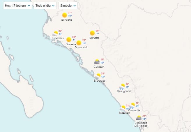 Mapa de Sinaloa clima