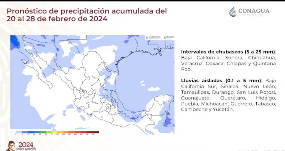 Mapa de pronóstico de lluvias 