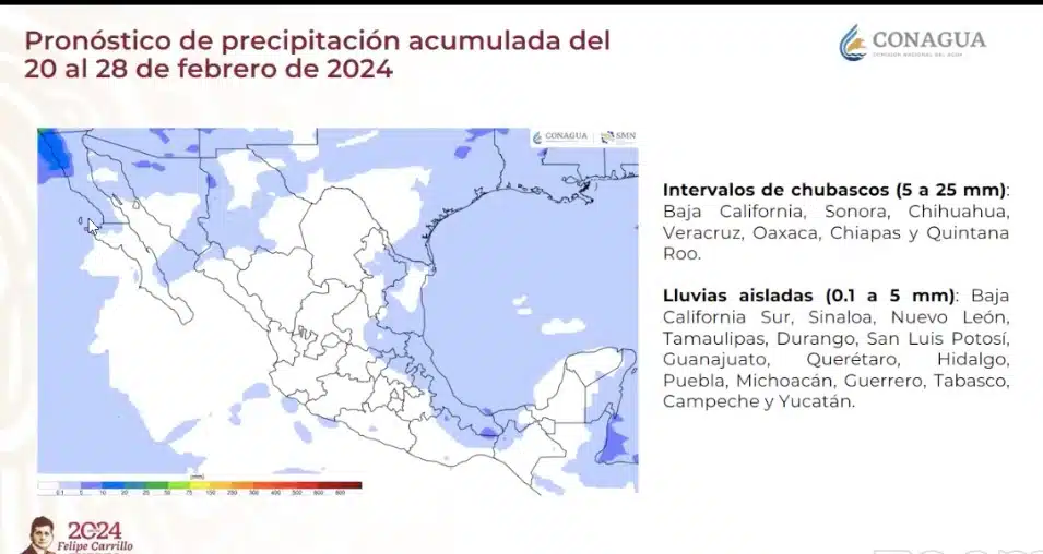 Mapa de pronóstico de lluvias 