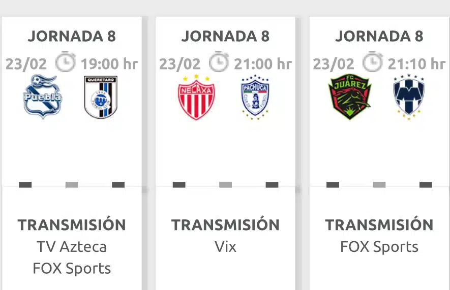 Encuentros de la Liga MX Jornada 8