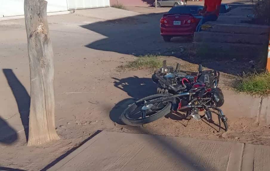Motocicleta en la que viajaba el menor