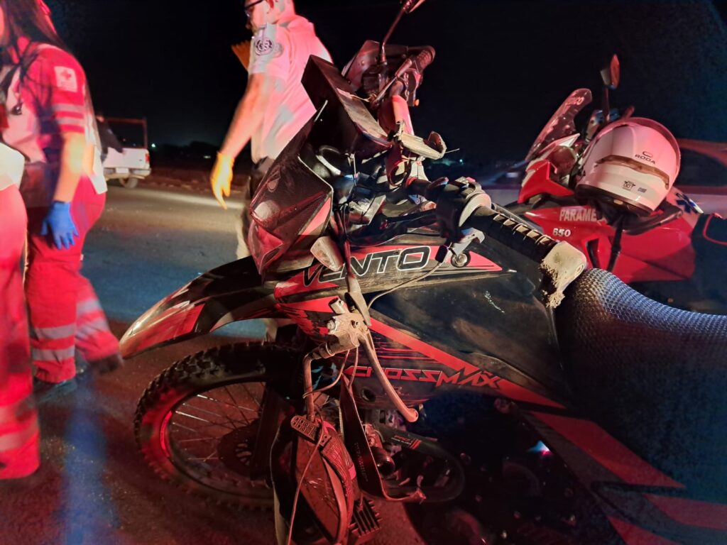 Motocicleta en la que viajaba Jesús cuando tuvo un accidente tipo choque en Culiacán