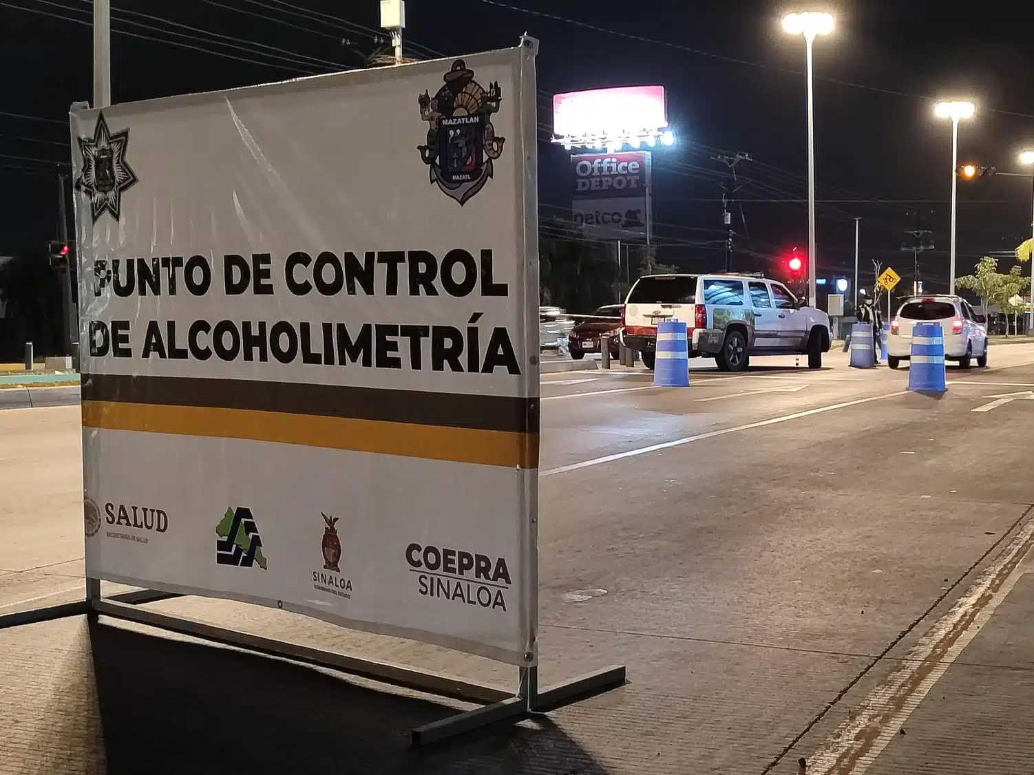 Punto donde está un alcoholímetro en Mazatlán