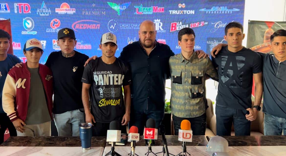 Conferencia de prensa por parte de JD Promotions promocionando la función de box Culiacán