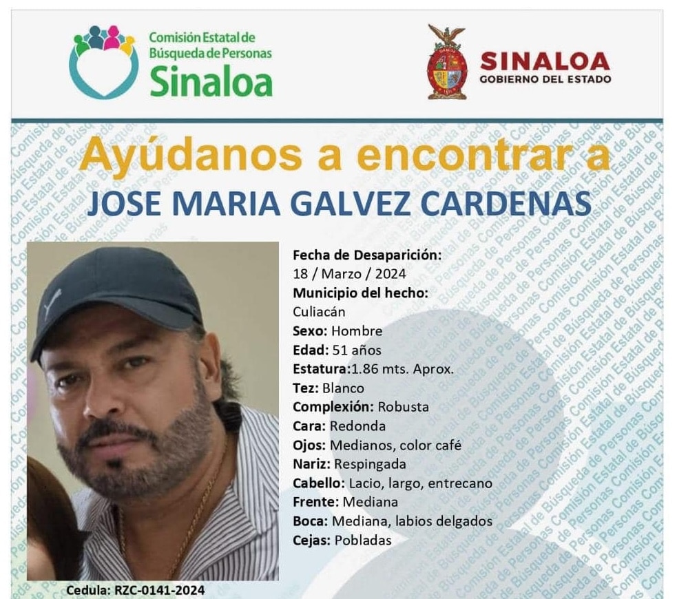 Ficha de búsqueda de José María en Culiacán