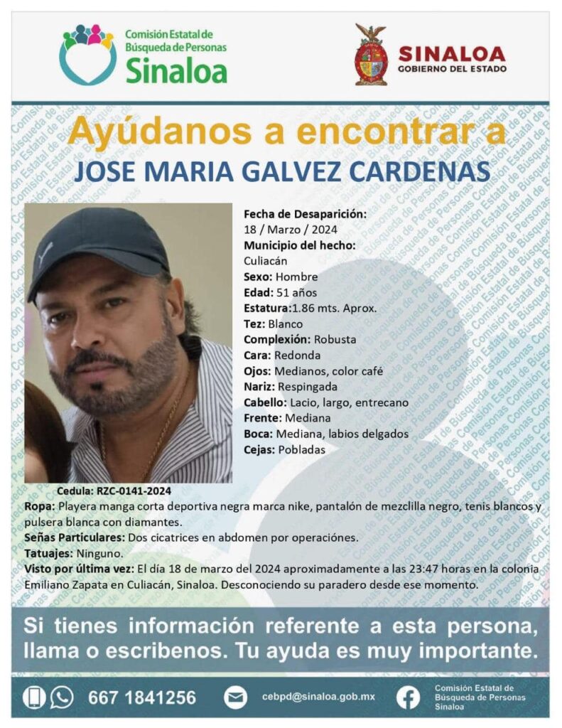 Ficha de búsqueda de José María en Culiacán