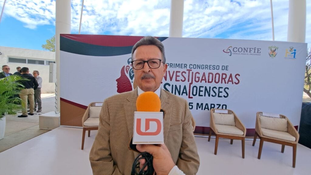 Carlos Karam Quiñónez, titular de la Coordinación General para el Fomento a la Investigación Científica e Innovación (Confíe), en entrevista con Línea Directa en Culiacán