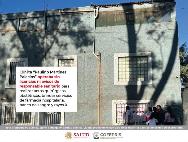Clínica suspendida por Cofepris