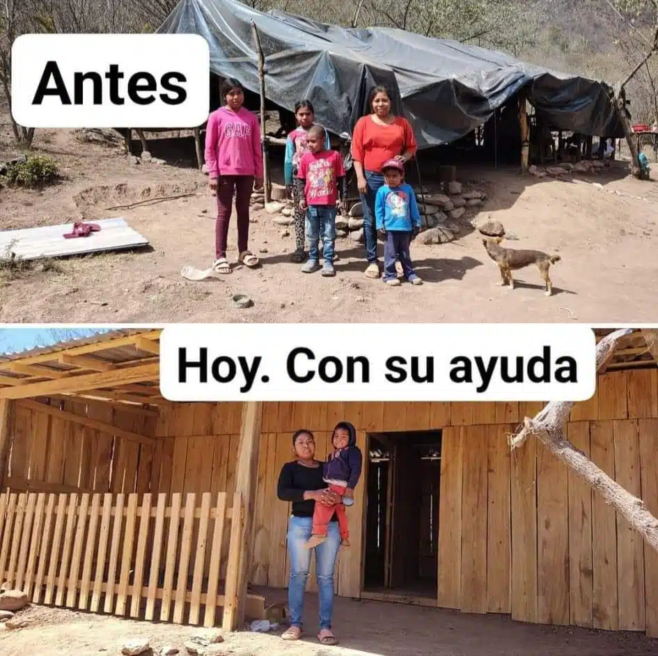 Antes y después del hogar donde vive una familia indígena