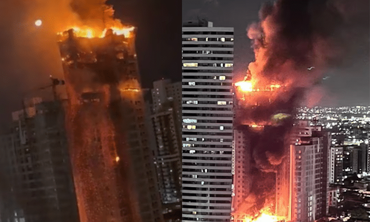 Fuerte incendio consume edificio en construcción en Brasil
