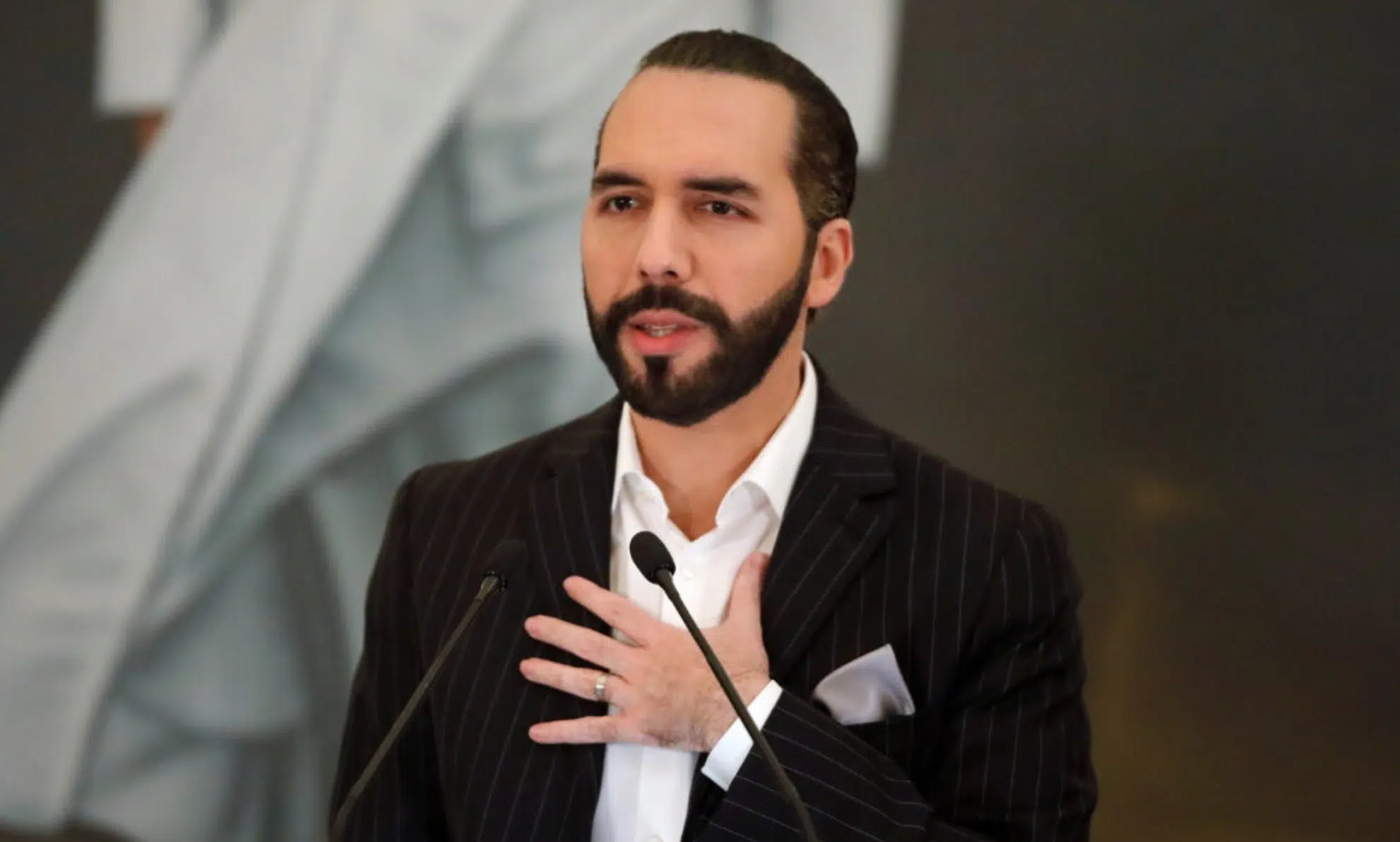 Nayib Bukele durante un discurso en El Salvador