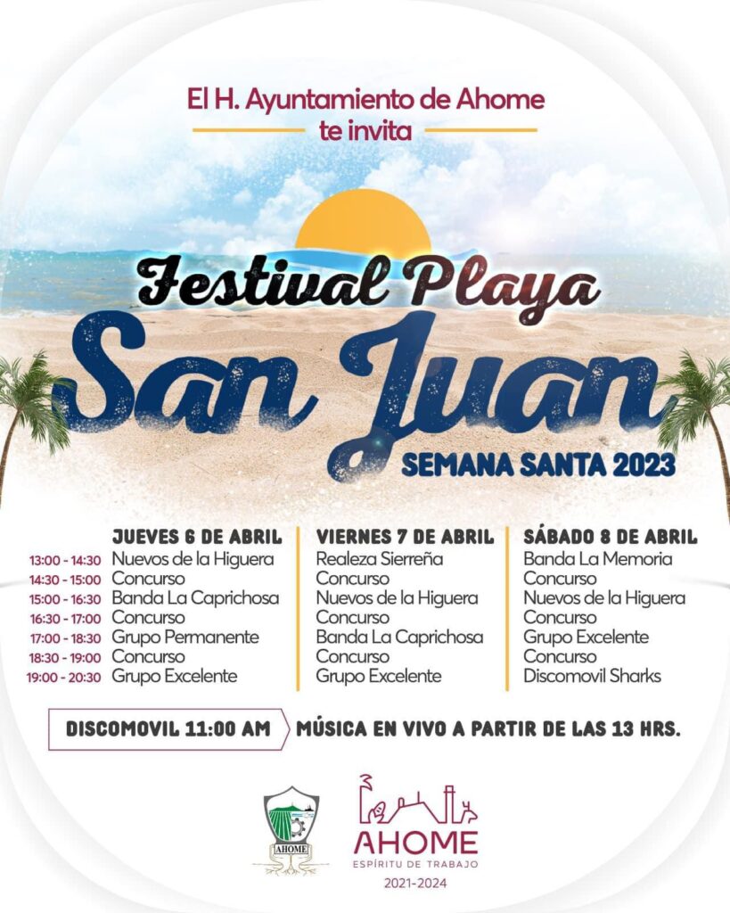 Publicidad del Festival de la Playa San Juan en Ahome