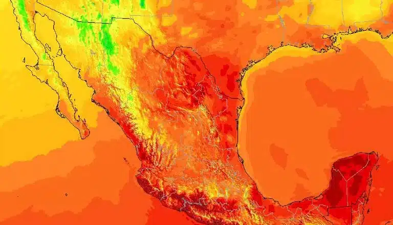Imagen satelital de México y su temperatura