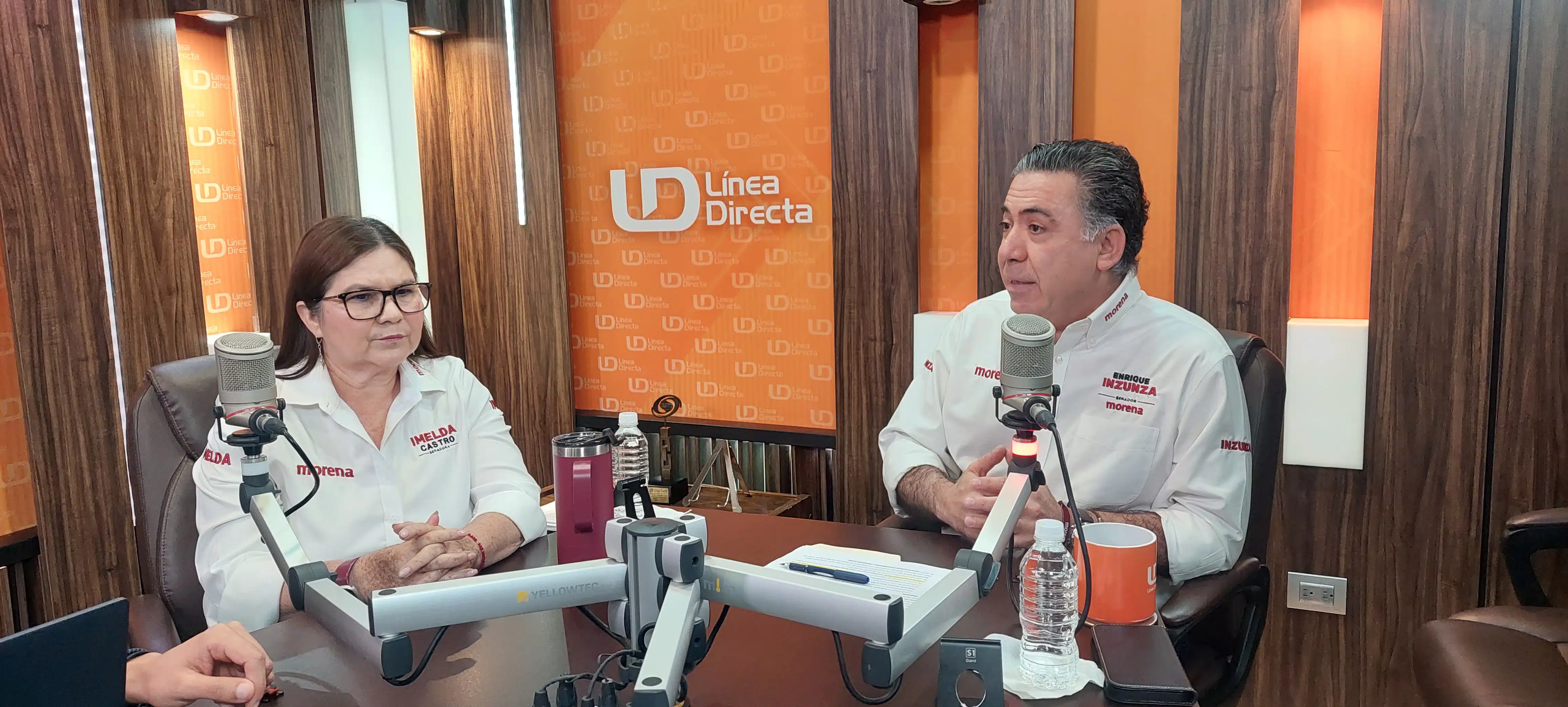 Imelda Castro y Enrique Inzunza en el estudio de Línea Directa