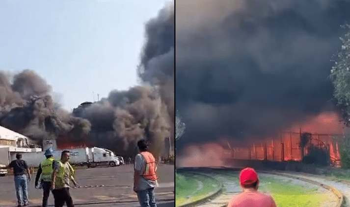 Fuerte incendio consume empresa de cartón en Veracruz