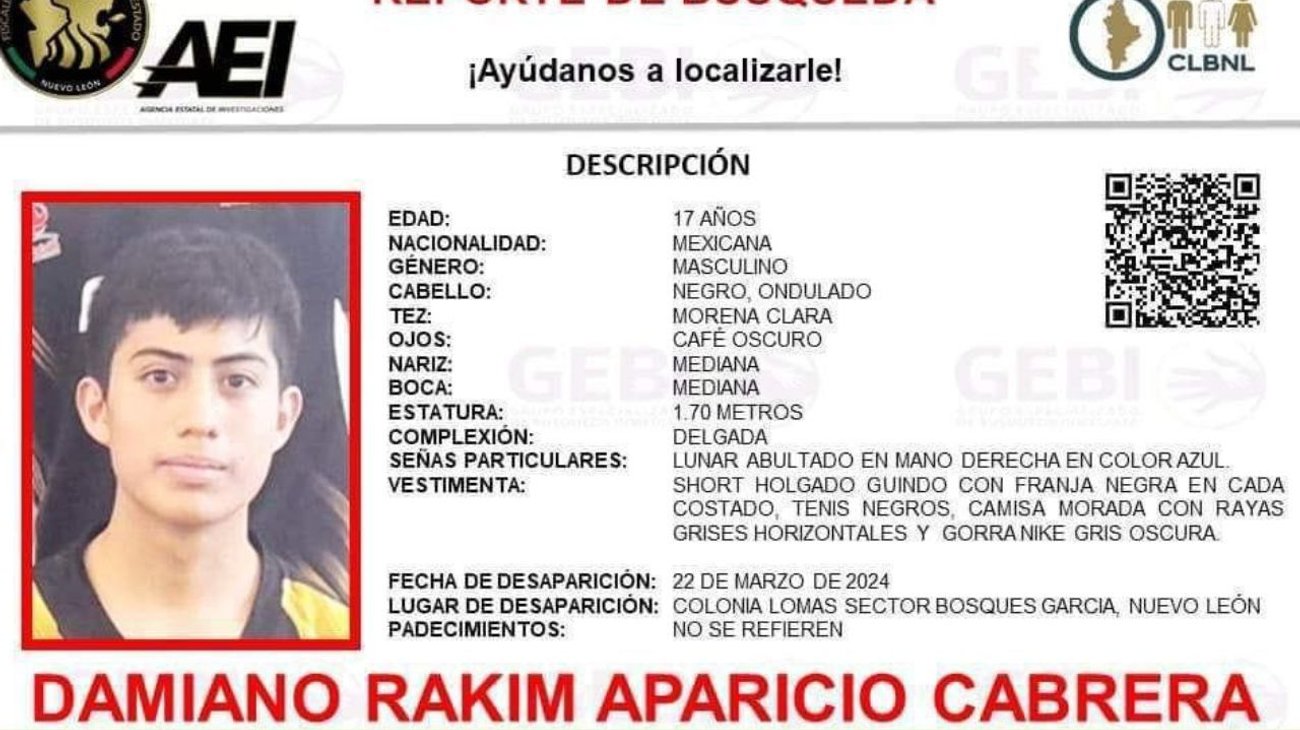 Le perdieron el rastro a Damiano en NL; salió a jugar y ya no volvió