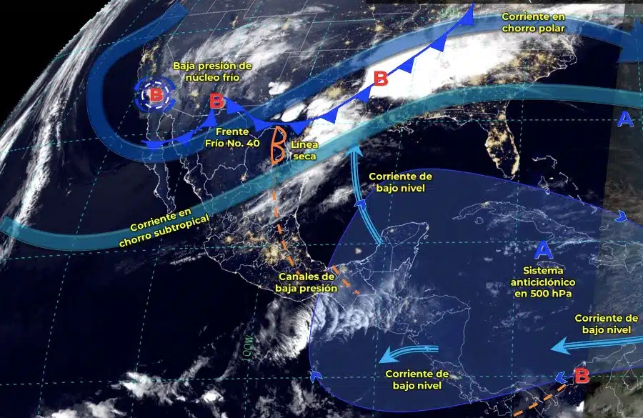 Mapa de sistemas meteorológicos activos hoy viernes 15 de marzo en México