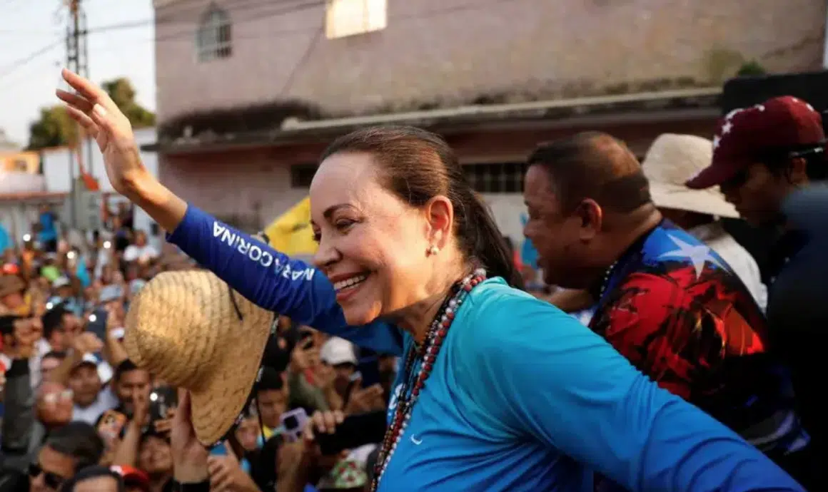 María Corina Machado en una concentración en una ciudad de Venezuela