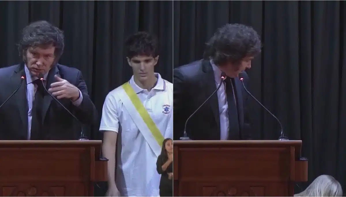 Estudiante se desmaya durante discurso de Javier Milei