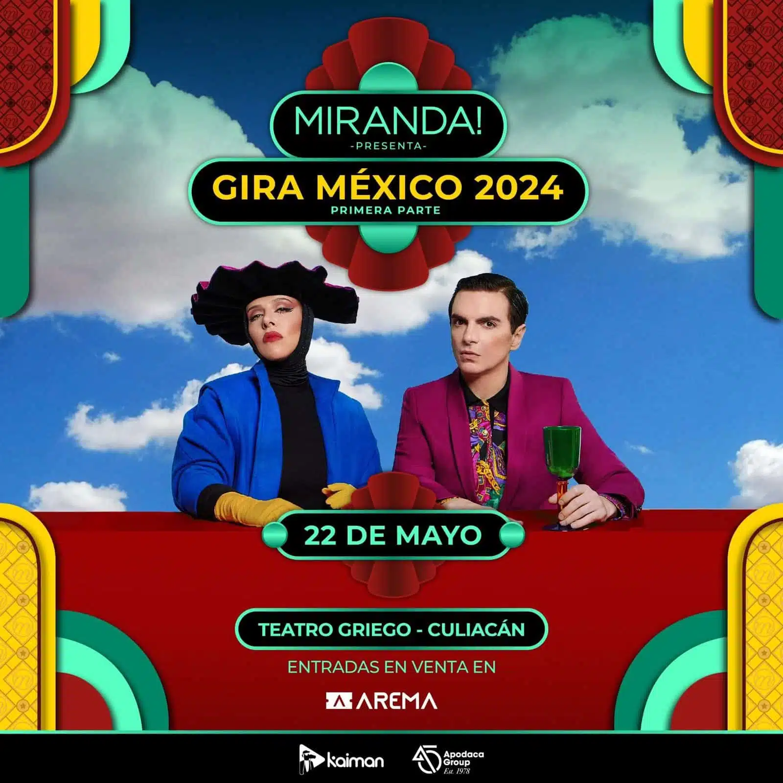 Cartel publicitario del concierto de Miranda! en Culiacán