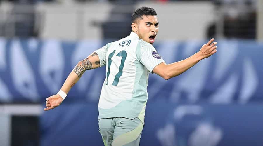 Orbelin Pineda festeja su gol ante Panamá en las semifinales de Concacaf Nations League