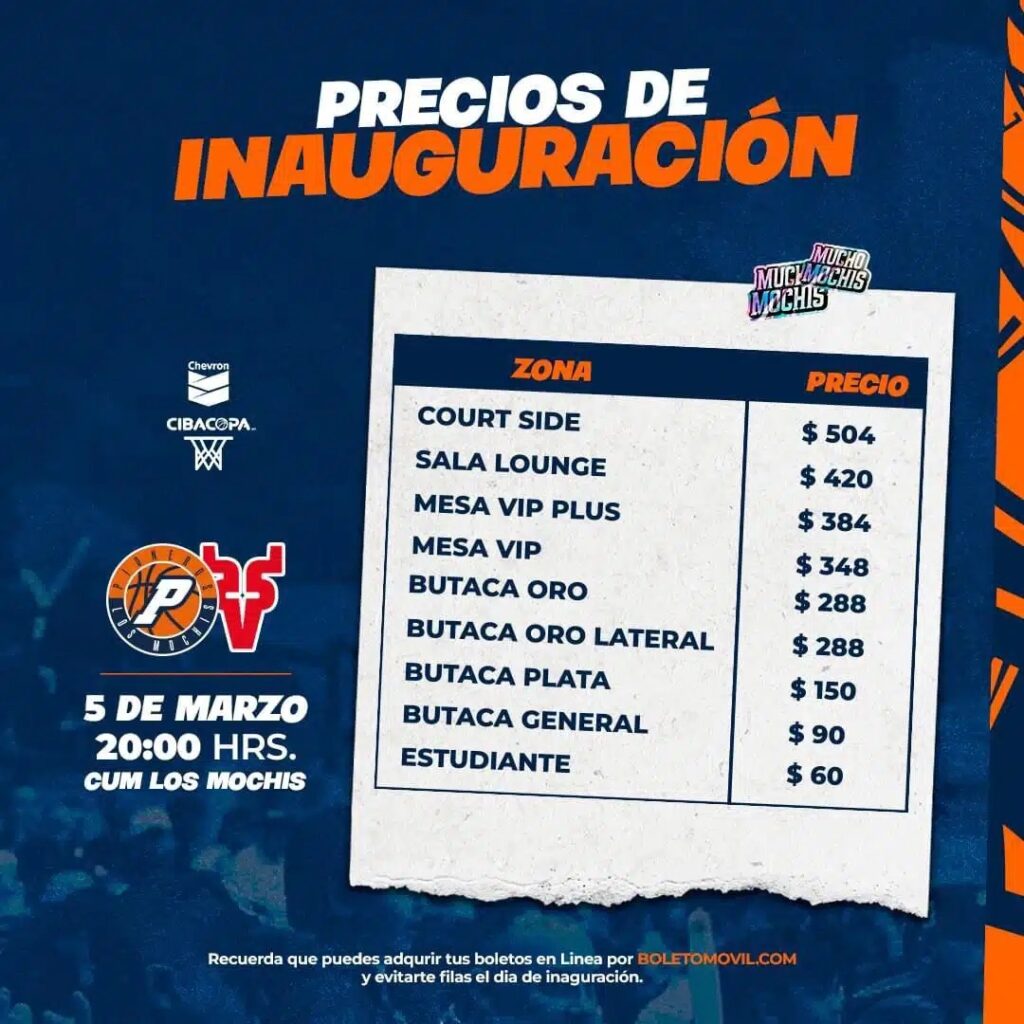 Precios de inauguración.