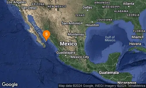 Mapa donde el SSN muestra ubicación de un nuevo sismo en Sinaloa