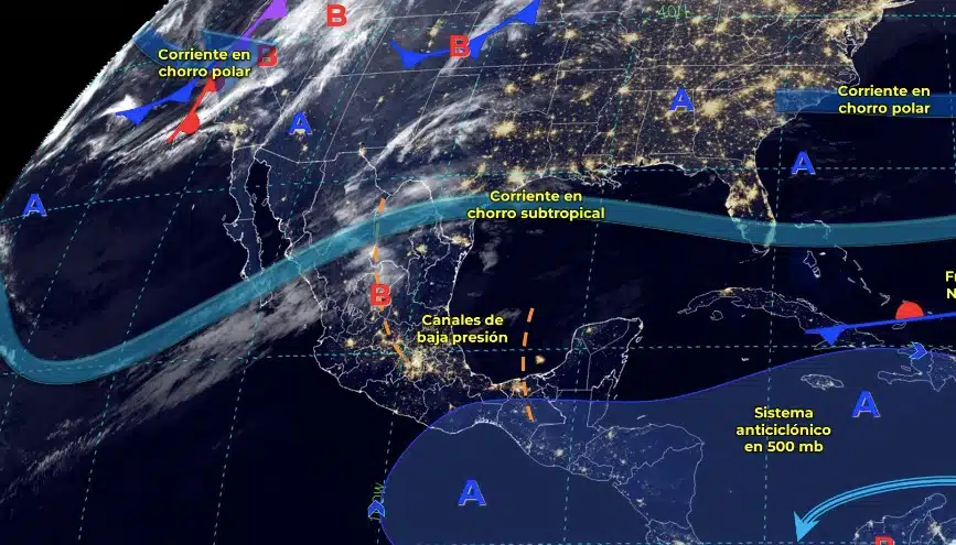 Mapa de sistemas meteorológicos activos hoy martes 12 de marzo en México