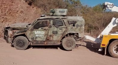 Vehículo del Ejército tras ataque