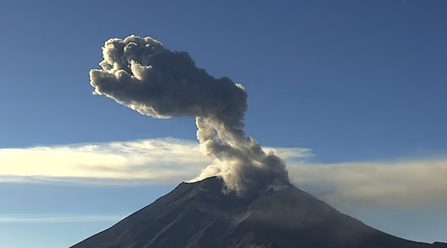 Reportan caíde de ceniza del Popocatépetl en 7 municipios de Puebla