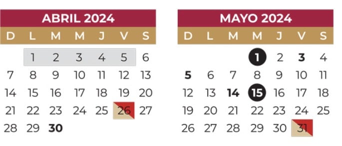 Fechas del calendario SEP