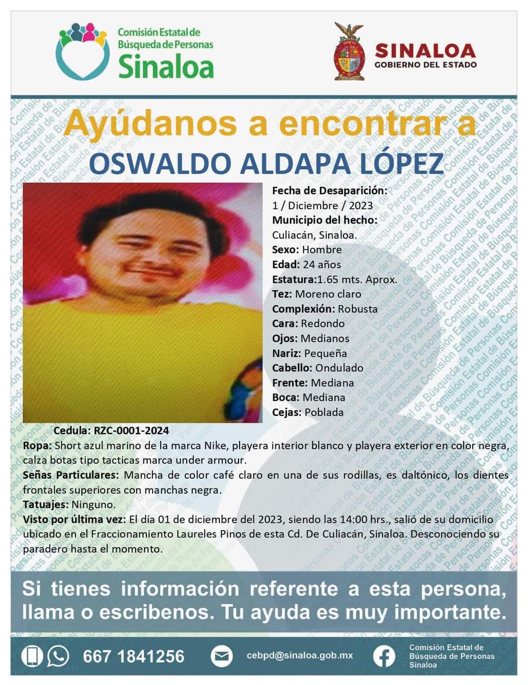 Ficha de búsqueda de persona desaparecida