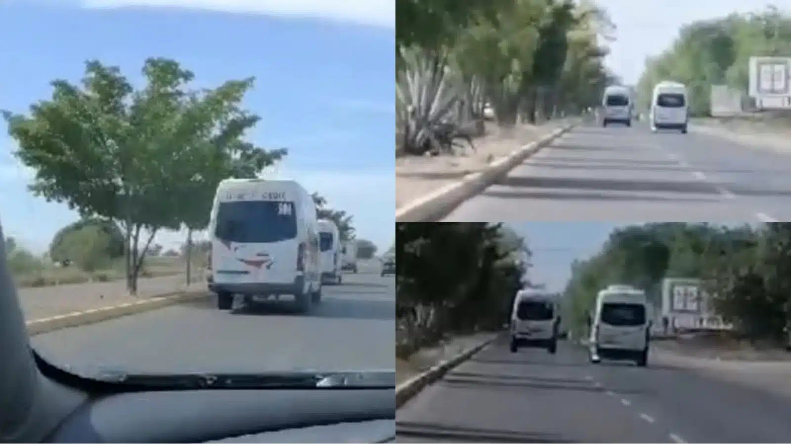 Vehículos tipo sprinter de transporte público “jugando” carreras sobre la Mochis-San Blas