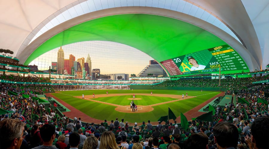 Visualización de lo que será el muevo estadio de Atléticos de Oakland en Las Vegas