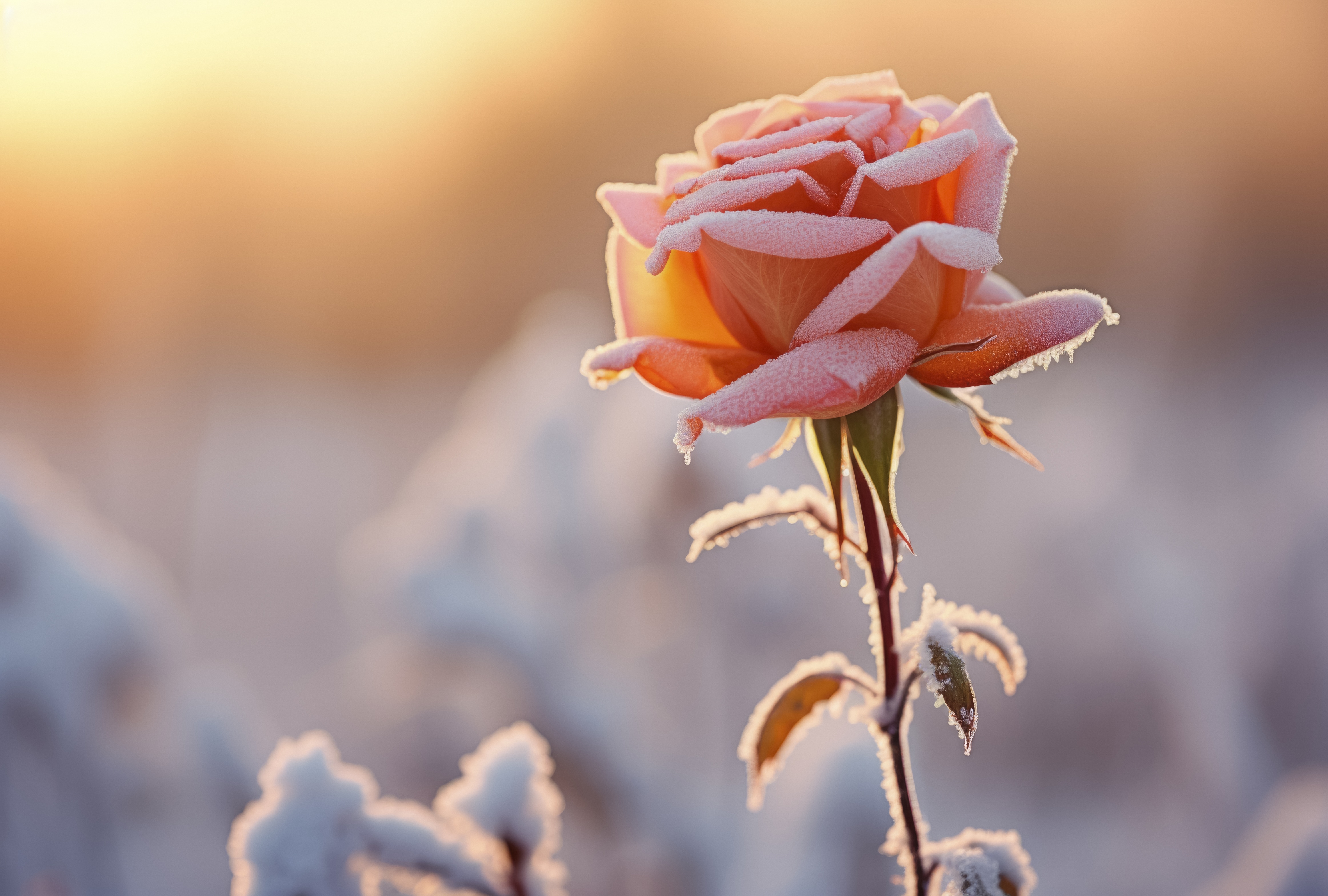Rosa congelada al aire libre
