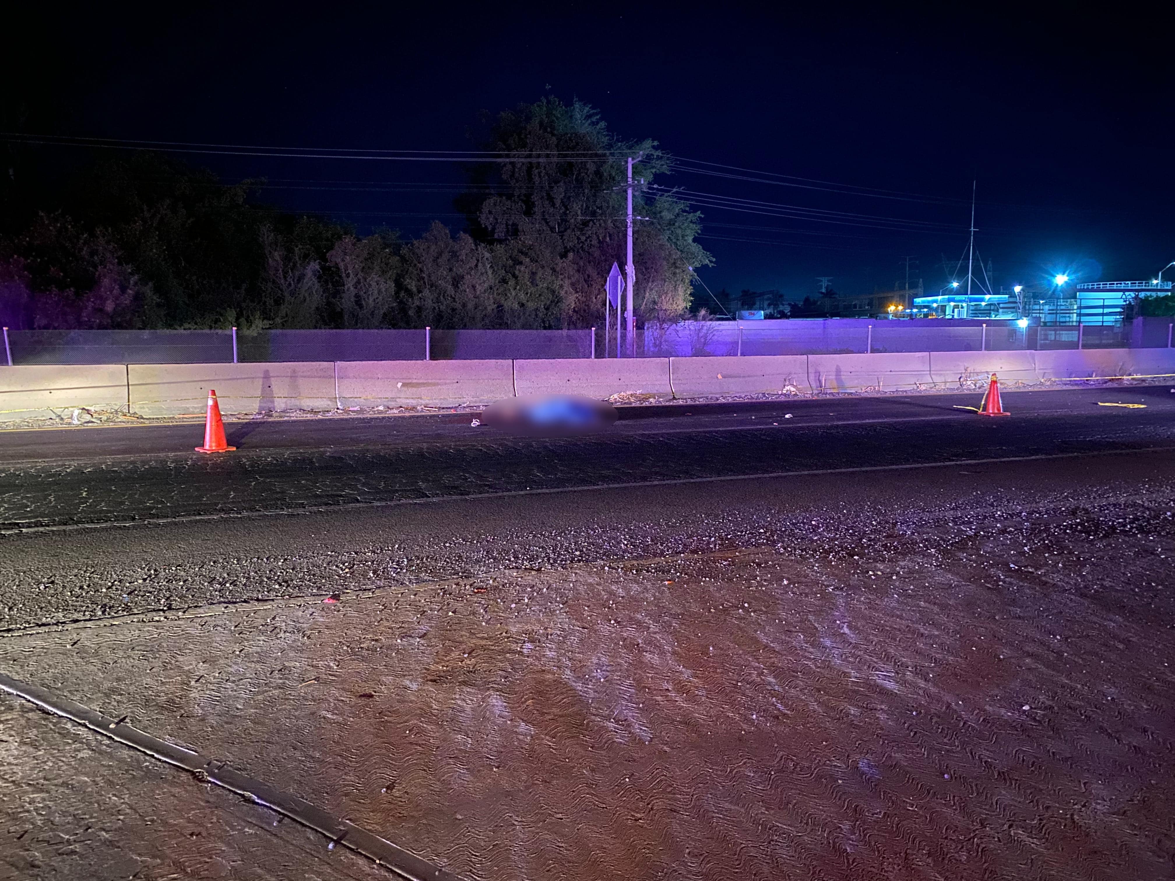 Lugar donde un hombre fue atropellado y perdió la vida en la carretera México 15 en Los Mochis