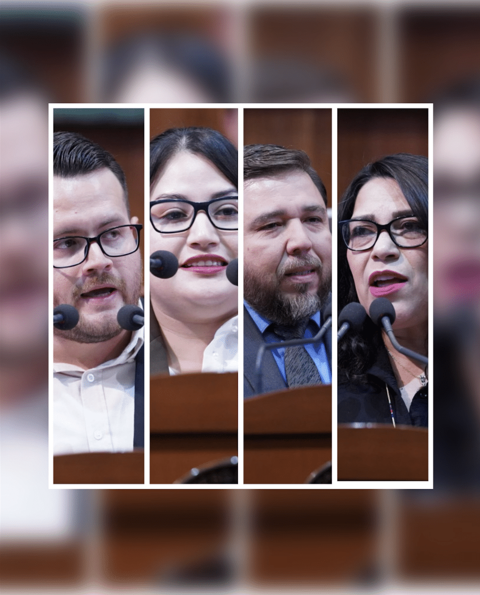 Alberto Meza Soto, Nio Masiel Sainz Garduño, Marco Antonio Zazueta, Verónica Guadalupe Bátiz Acosta, diputados del partido de Morena y PRI