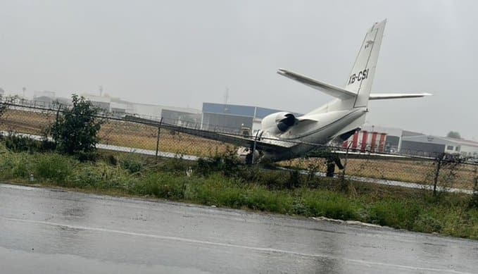 Avioneta se accidenta en el Aeropuerto del Norte, ubicado en Apodaca
