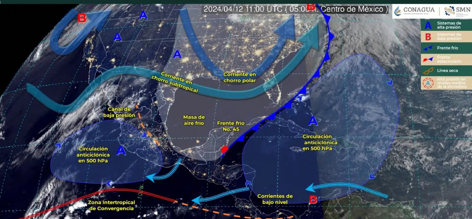 Mapa del sistema Meteorológico en México