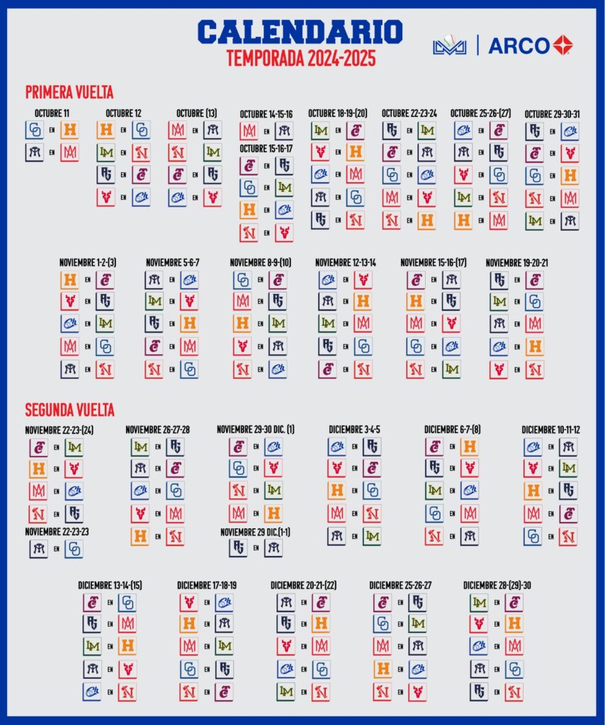 Calendario del rol de juegos completo de la temporada 2024-2025 de la LMP
