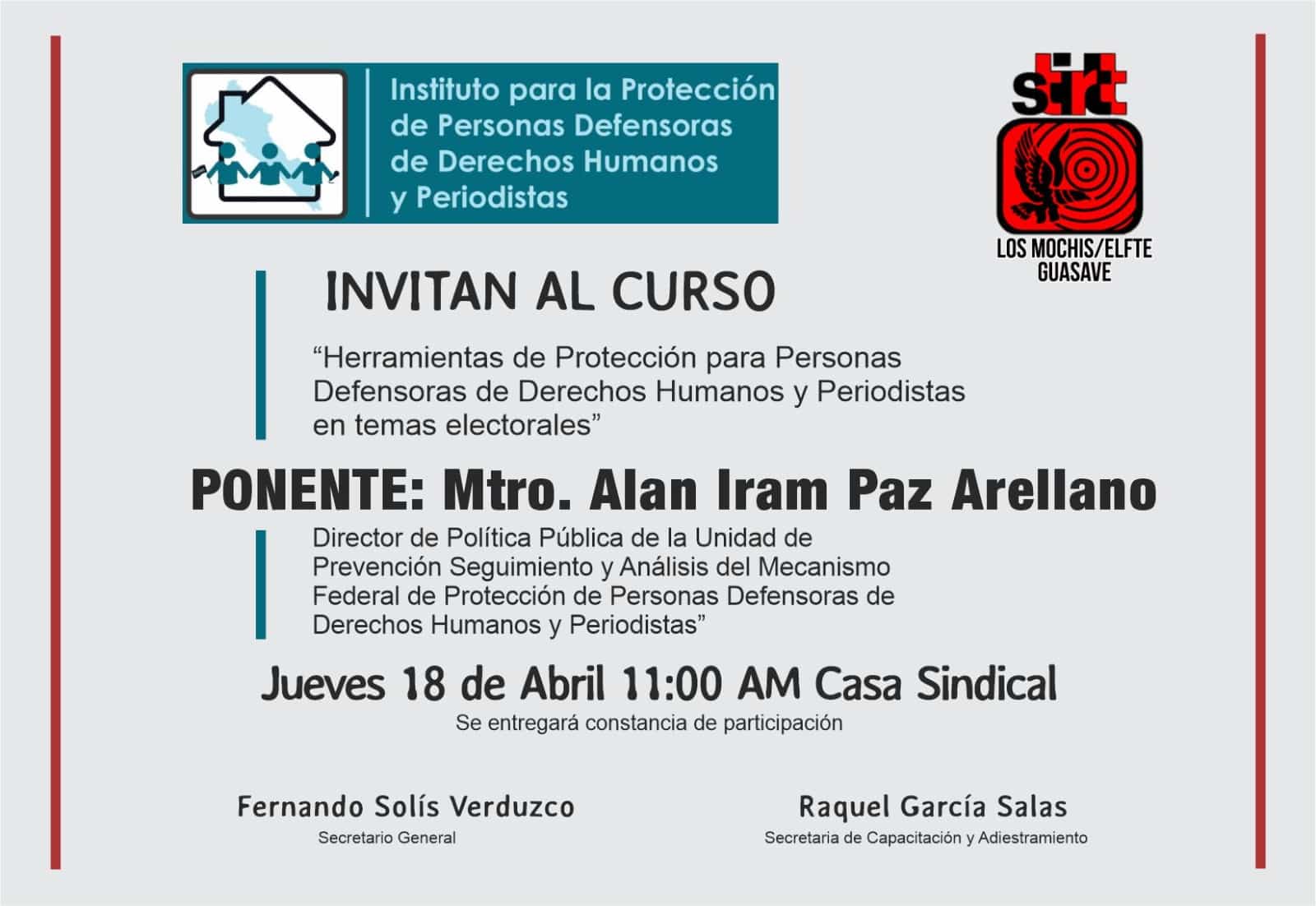 Curso de Protección para Personas Defensoras de Derechos Humanos