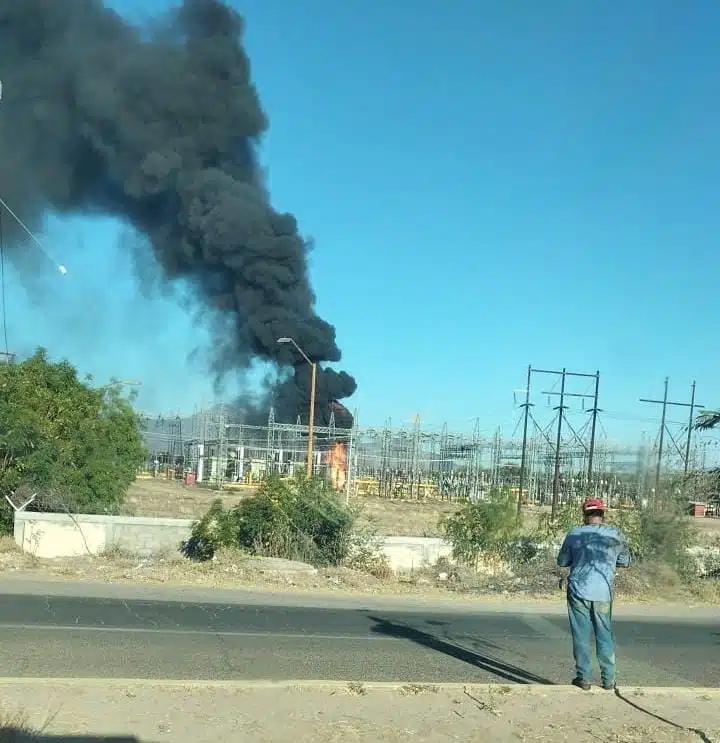 Incendio de la Planta Eléctrica de la CFE en la sindicatura de San Blas, El Fuerte