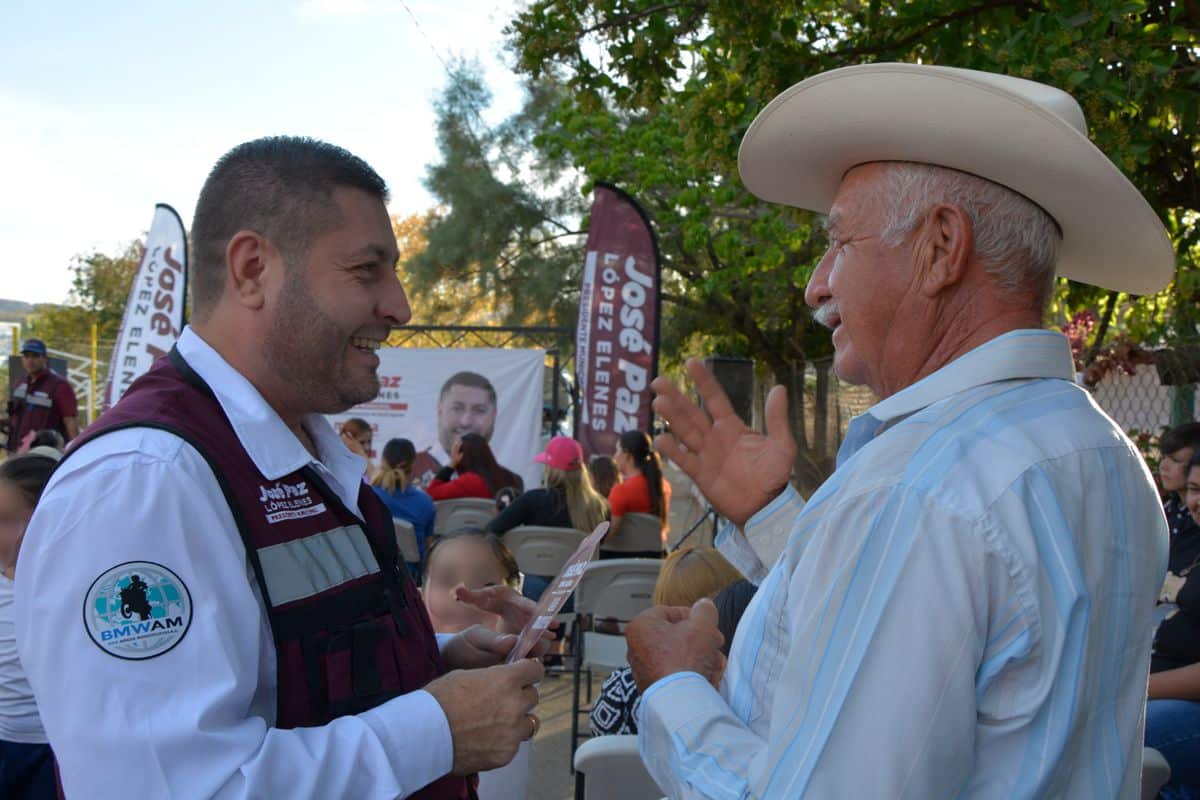 José Paz López Elenes, candidato de Morena a la presidencia municipal de Badiraguato, en su campaña