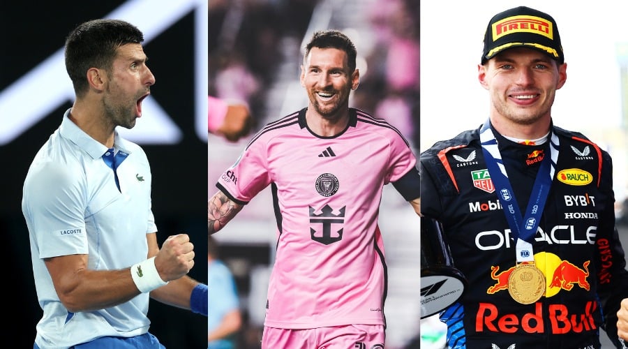 Lionel Messi, Max Verstappen y Novak Djokovic.